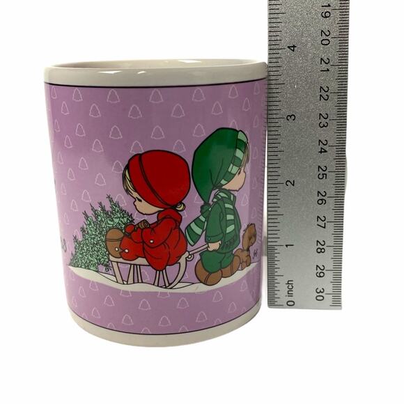 Vintage Precious Moments The Wonder of Christmas Coffee Mug Purple 1996 Enesco - Picture 9 of 10